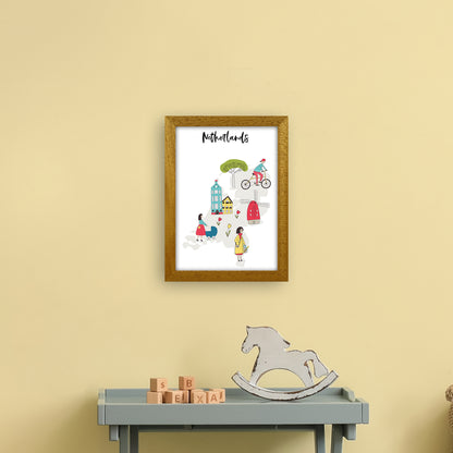 Netherlands Map  Art Print by Pixy Paper A4 Print Only