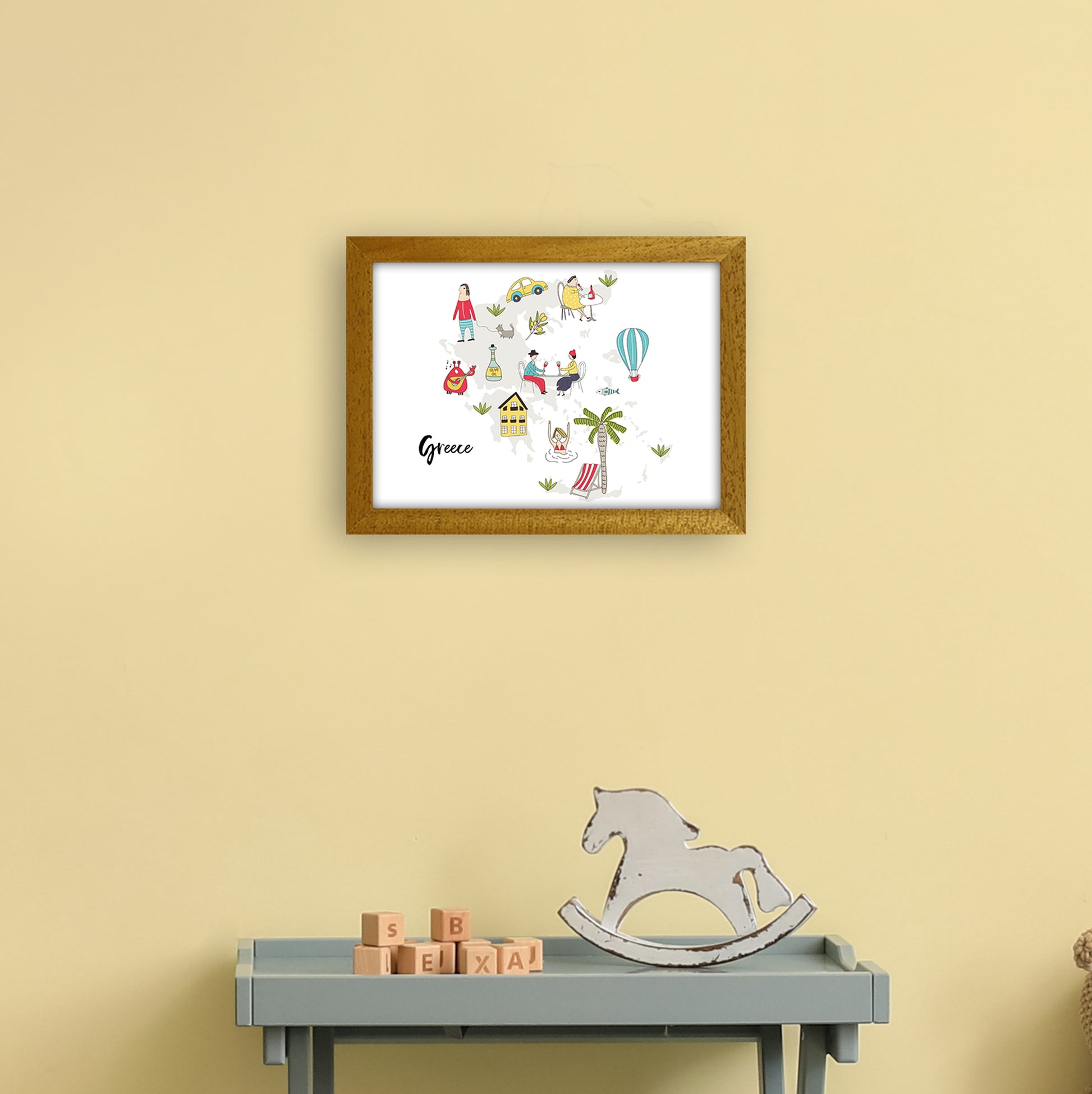 Greece Map  Art Print by Pixy Paper A4 Print Only