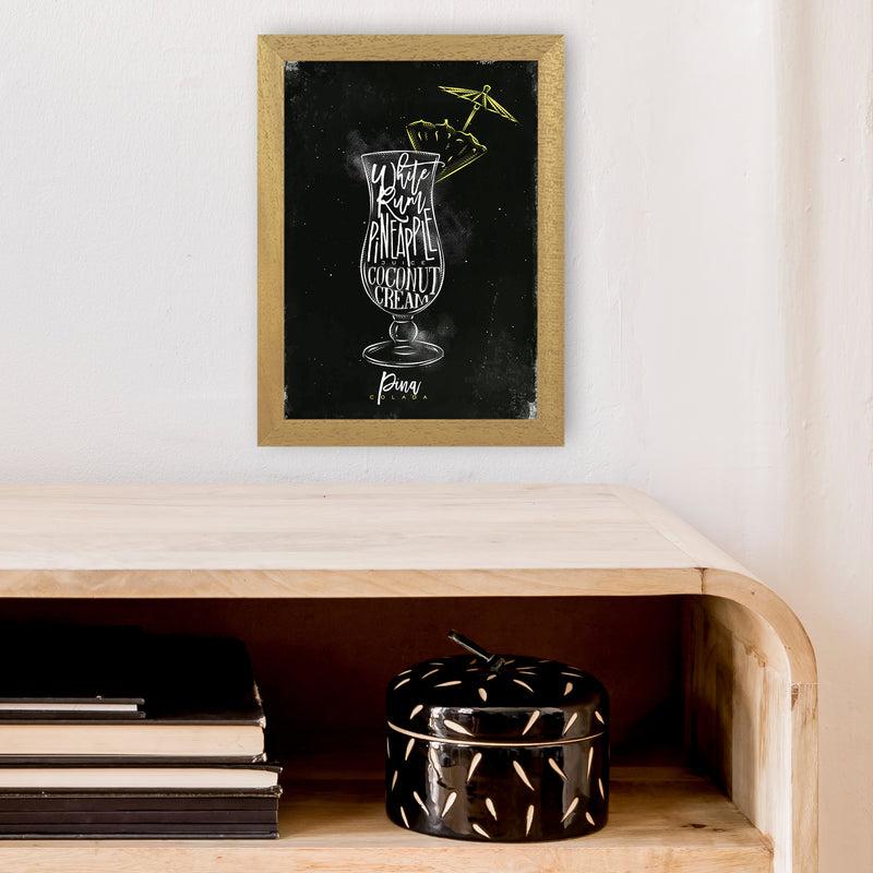 Pina Colada Cocktail Black  Art Print by Pixy Paper A4 Print Only