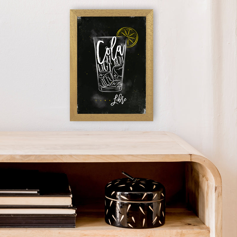 Cuba Libre Cocktail Black  Art Print by Pixy Paper A4 Print Only