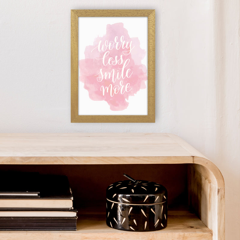 Worry Less Smile More  Art Print by Pixy Paper A4 Print Only