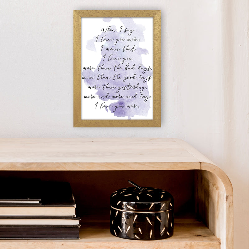 Love You More Purple  Art Print by Pixy Paper A4 Print Only