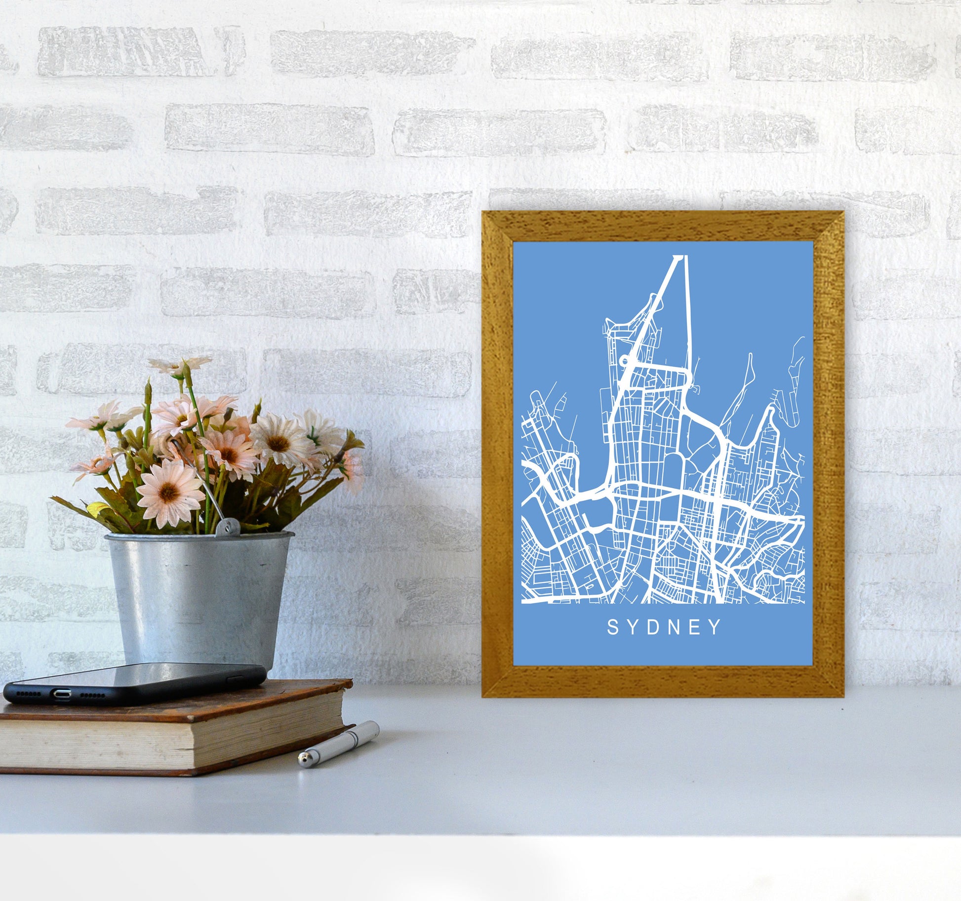 Sydney Map Blueprint Art Print by Pixy Paper A4 Print Only