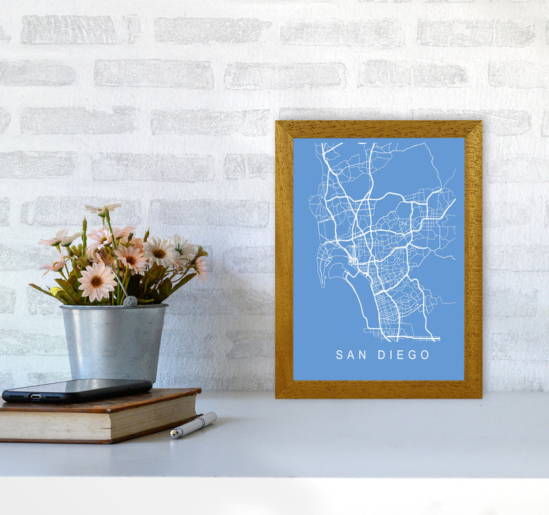 San Diego Map Blueprint Art Print by Pixy Paper A4 Print Only