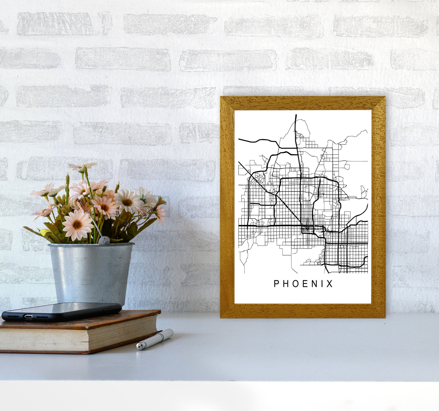 Phoenix Map Art Print by Pixy Paper A4 Print Only