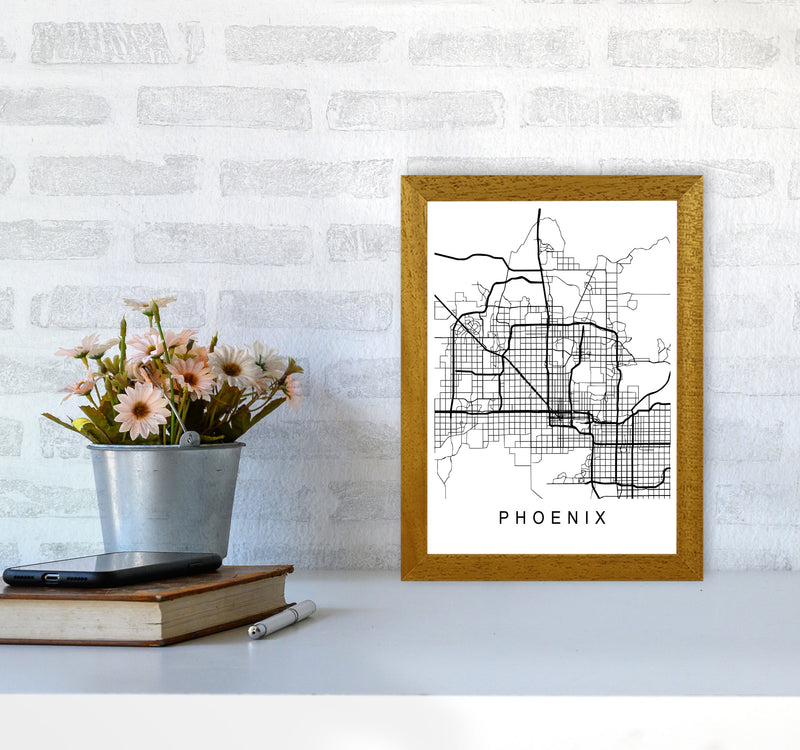 Phoenix Map Art Print by Pixy Paper A4 Print Only
