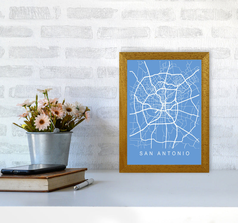 San Antonio Map Blueprint Art Print by Pixy Paper A4 Print Only