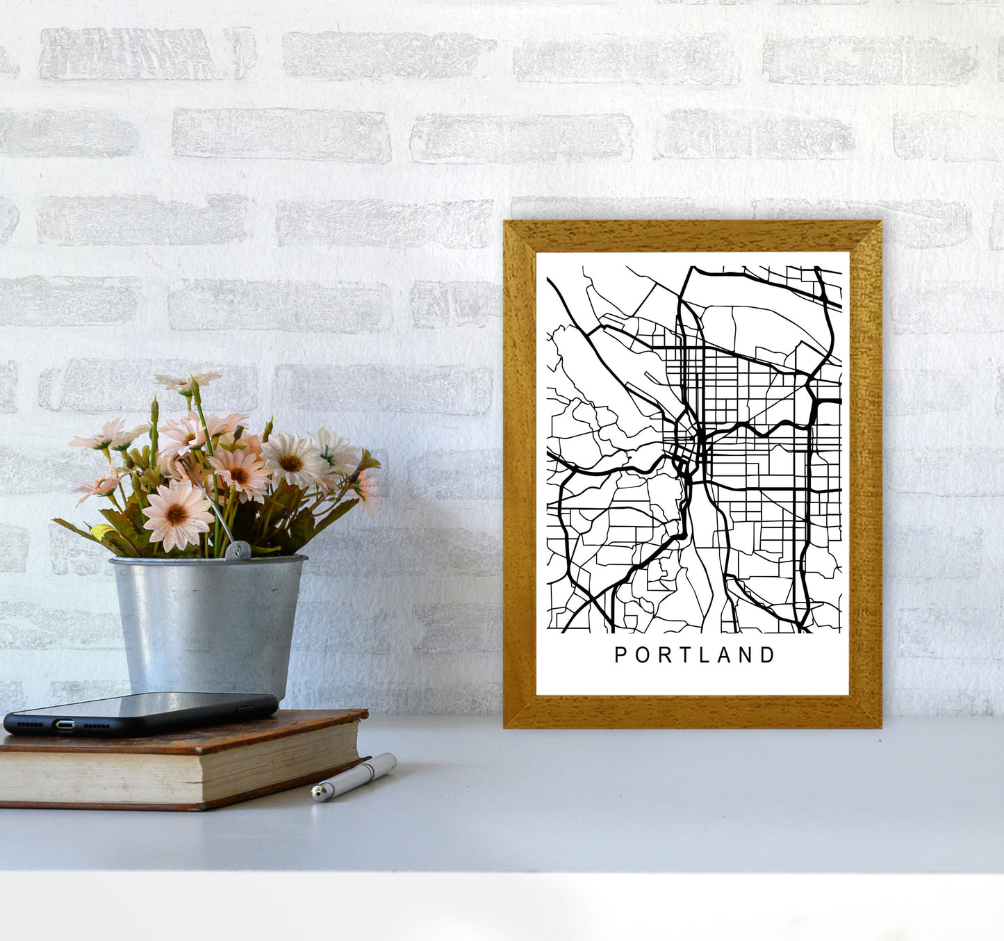 Portland Map Art Print by Pixy Paper A4 Print Only