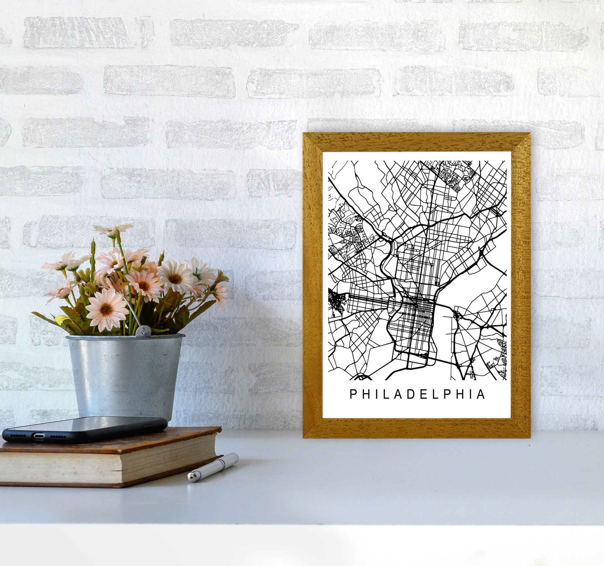 Philadelphia Map Art Print by Pixy Paper A4 Print Only