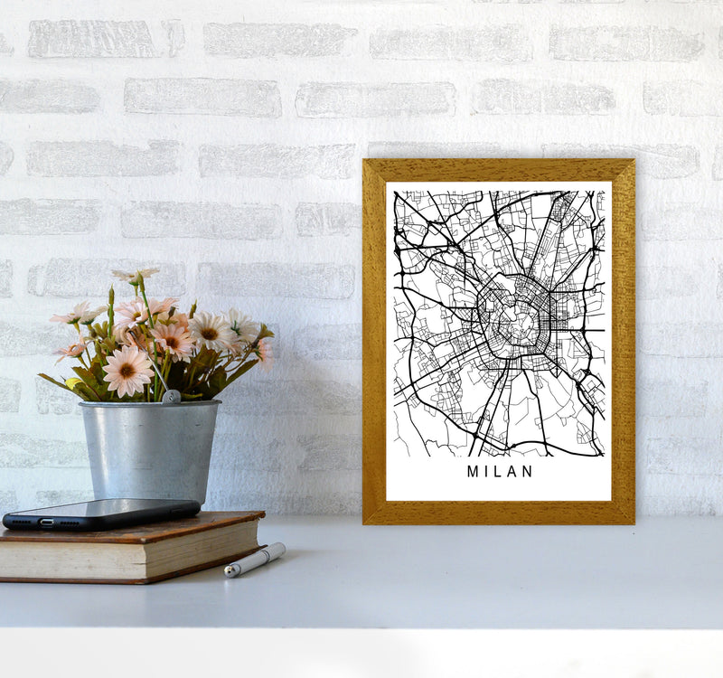 Milan Map Art Print by Pixy Paper A4 Print Only