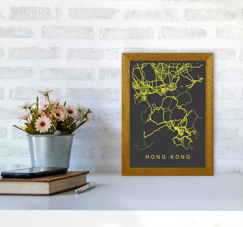 Hong Kong Map Neon Art Print by Pixy Paper A4 Print Only