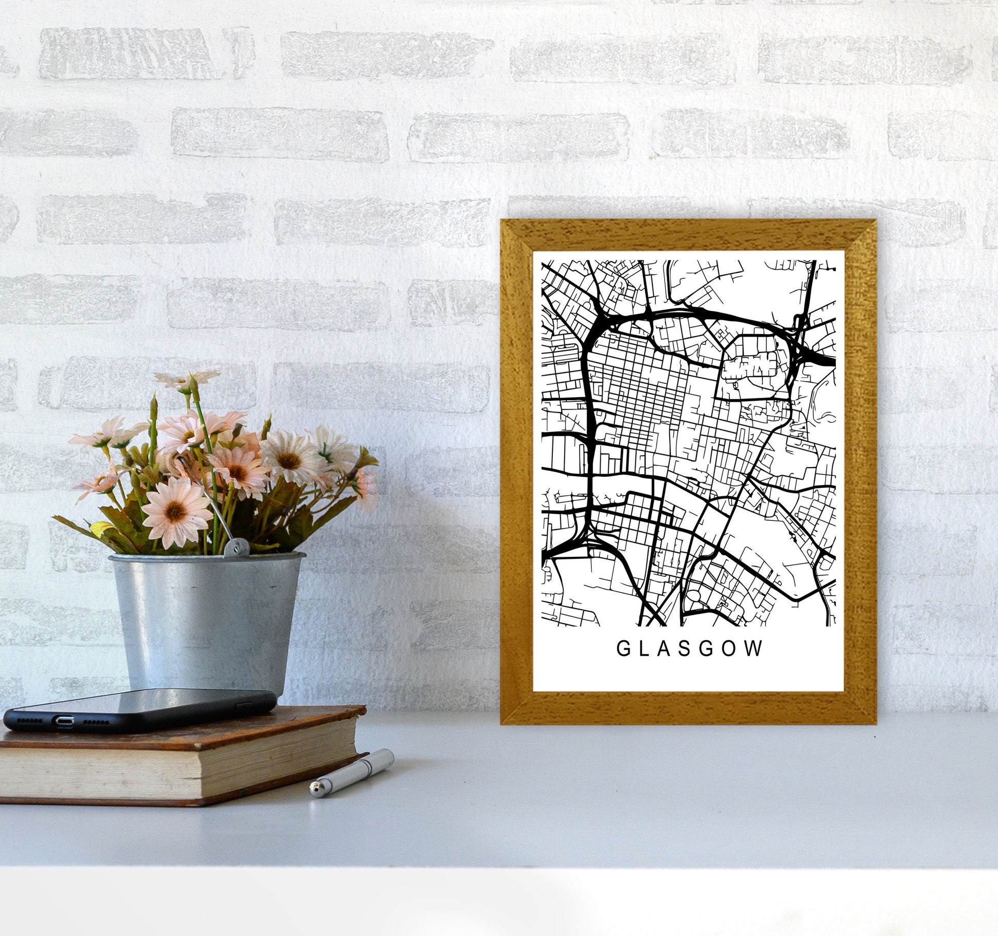 Glasgow Map Art Print by Pixy Paper A4 Print Only