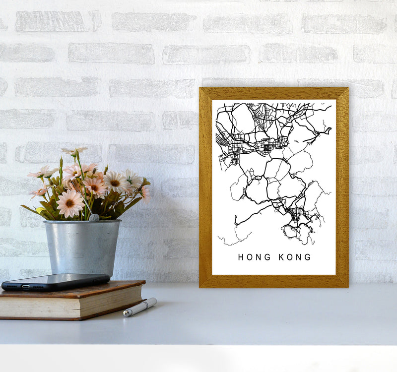 Hong Kong Map Art Print by Pixy Paper A4 Print Only