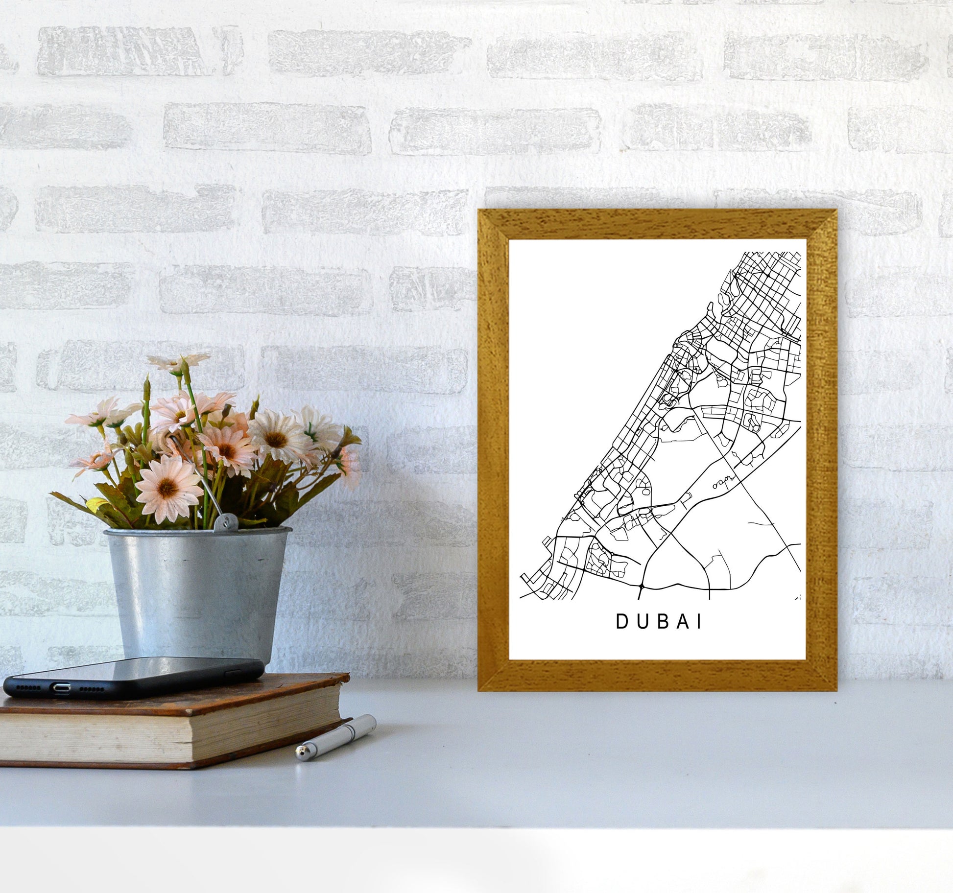 Dubai Map Art Print by Pixy Paper A4 Print Only