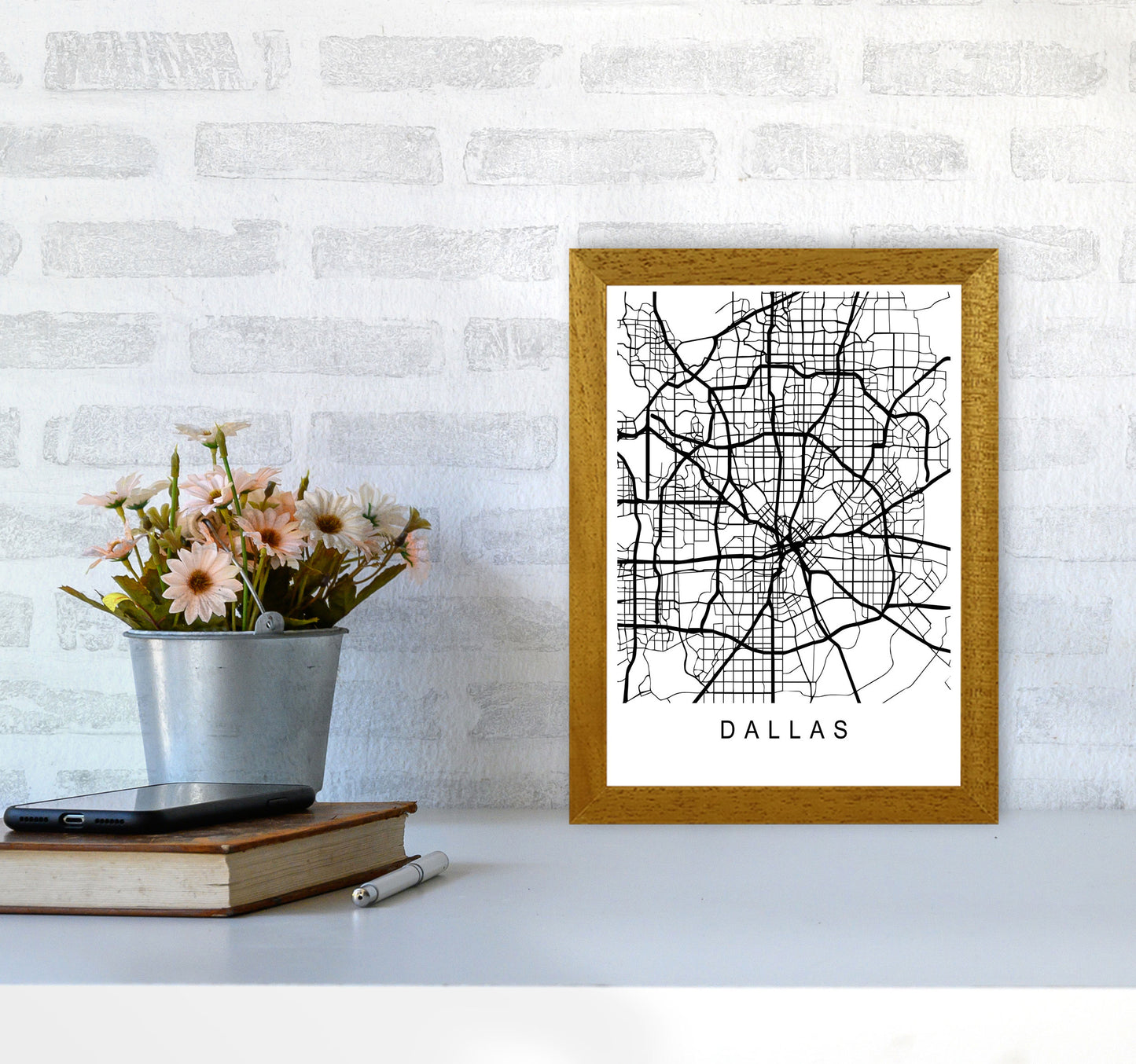 Dallas Map Art Print by Pixy Paper A4 Print Only