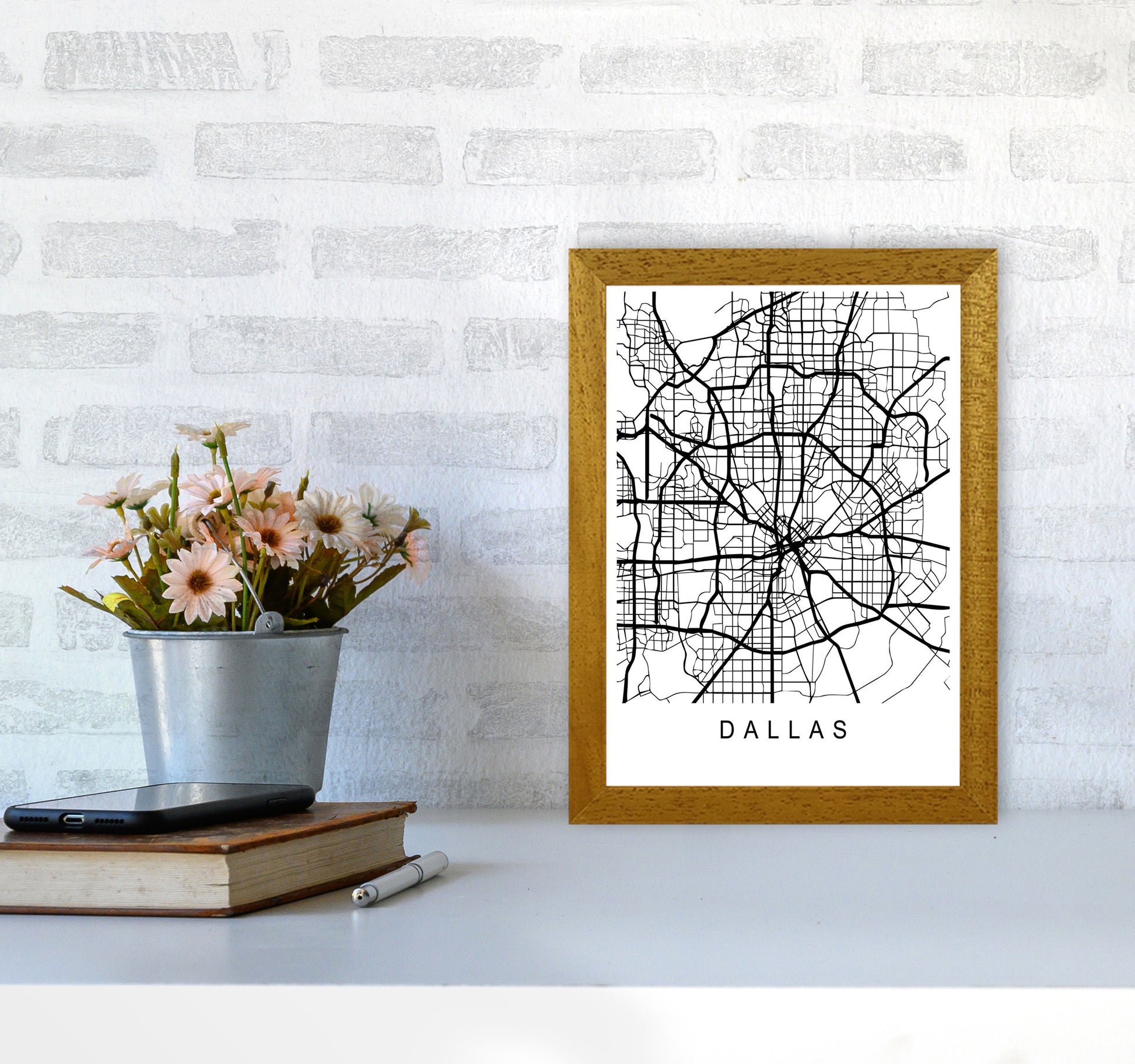 Dallas Map Art Print by Pixy Paper A4 Print Only