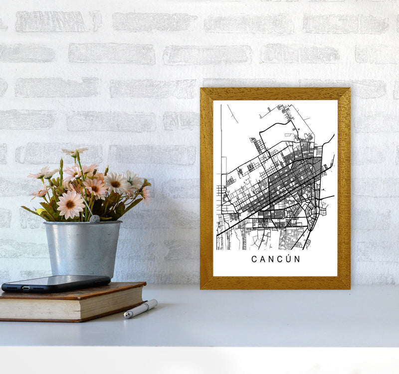 Cancun Map Art Print by Pixy Paper A4 Print Only