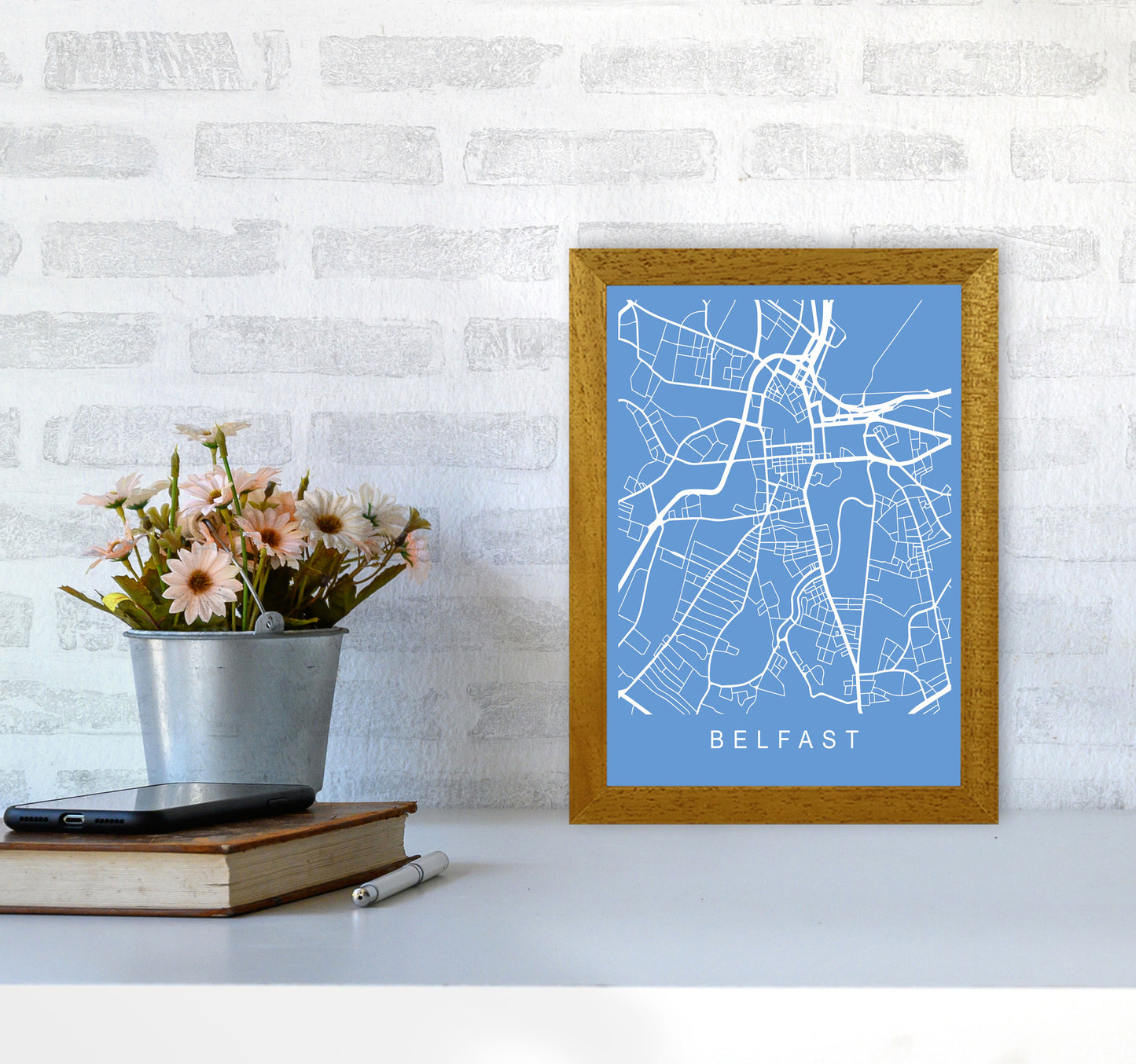 Belfast Map Blueprint Art Print by Pixy Paper A4 Print Only
