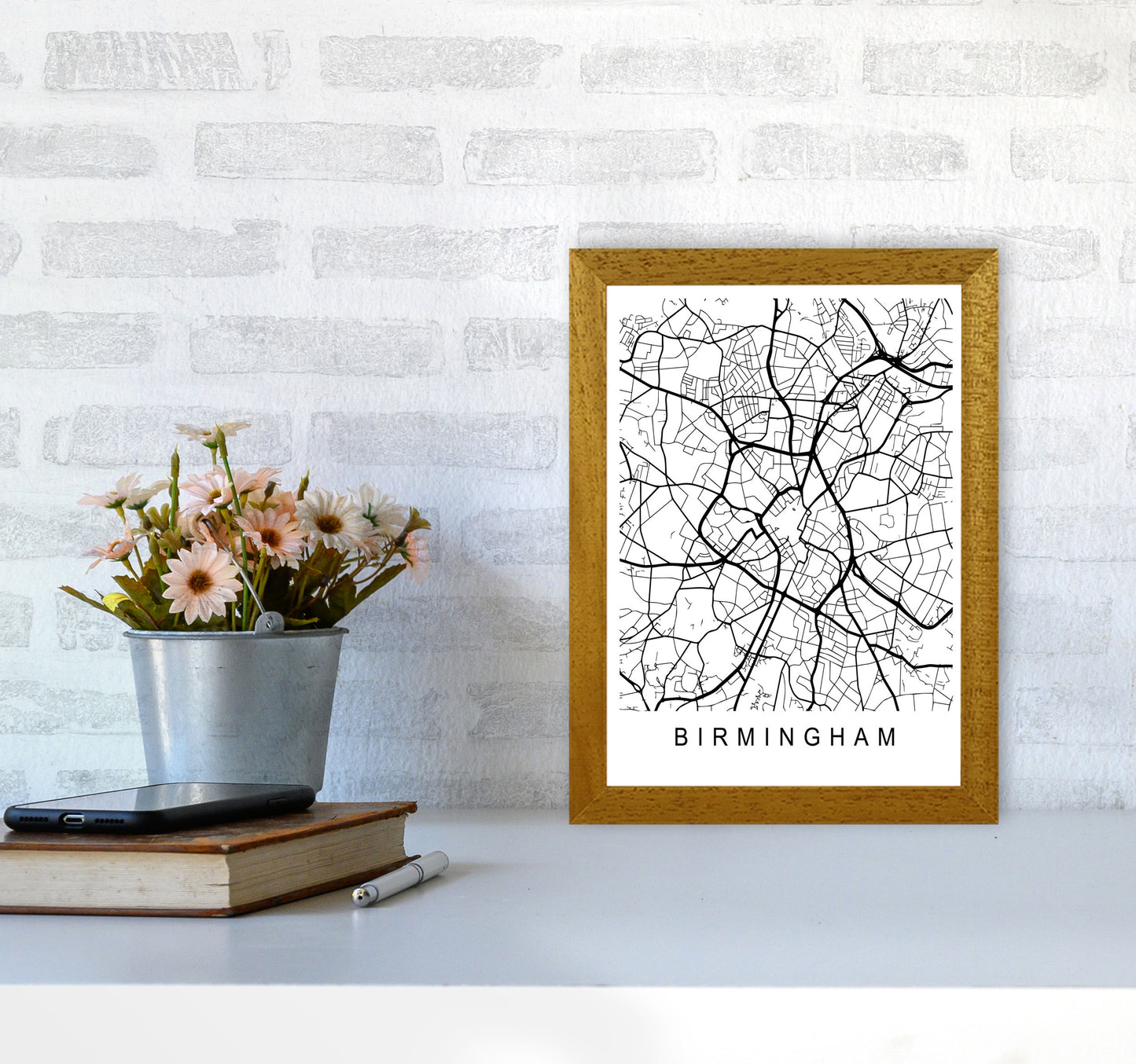 Birmingham Map Art Print by Pixy Paper A4 Print Only