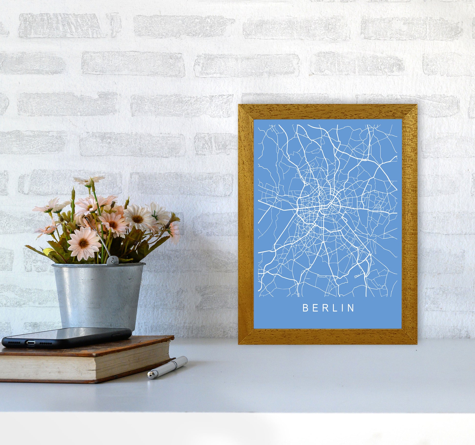 Berlin Map Blueprint Art Print by Pixy Paper A4 Print Only