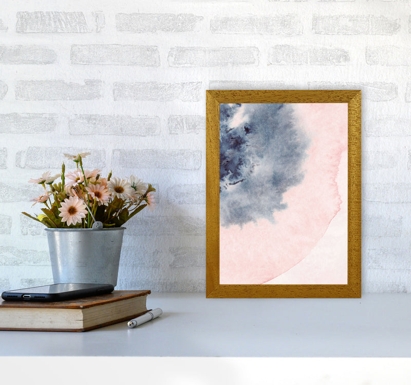Sand Pink and Navy Watercolour 05 Art Print by Pixy Paper A4 Print Only