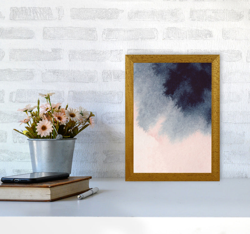 Sand Pink and Navy Watercolour 01 Art Print by Pixy Paper A4 Print Only