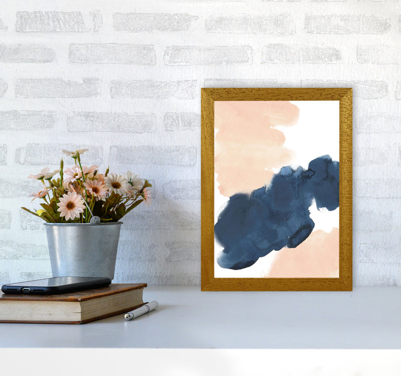 Aztec Blush and Navy Watercolour 02 Art Print by Pixy Paper A4 Print Only