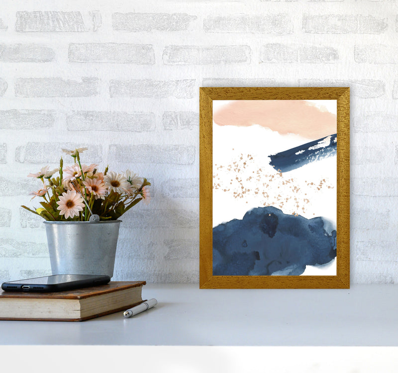 Aztec Blush and Navy Watercolour 01 Art Print by Pixy Paper A4 Print Only