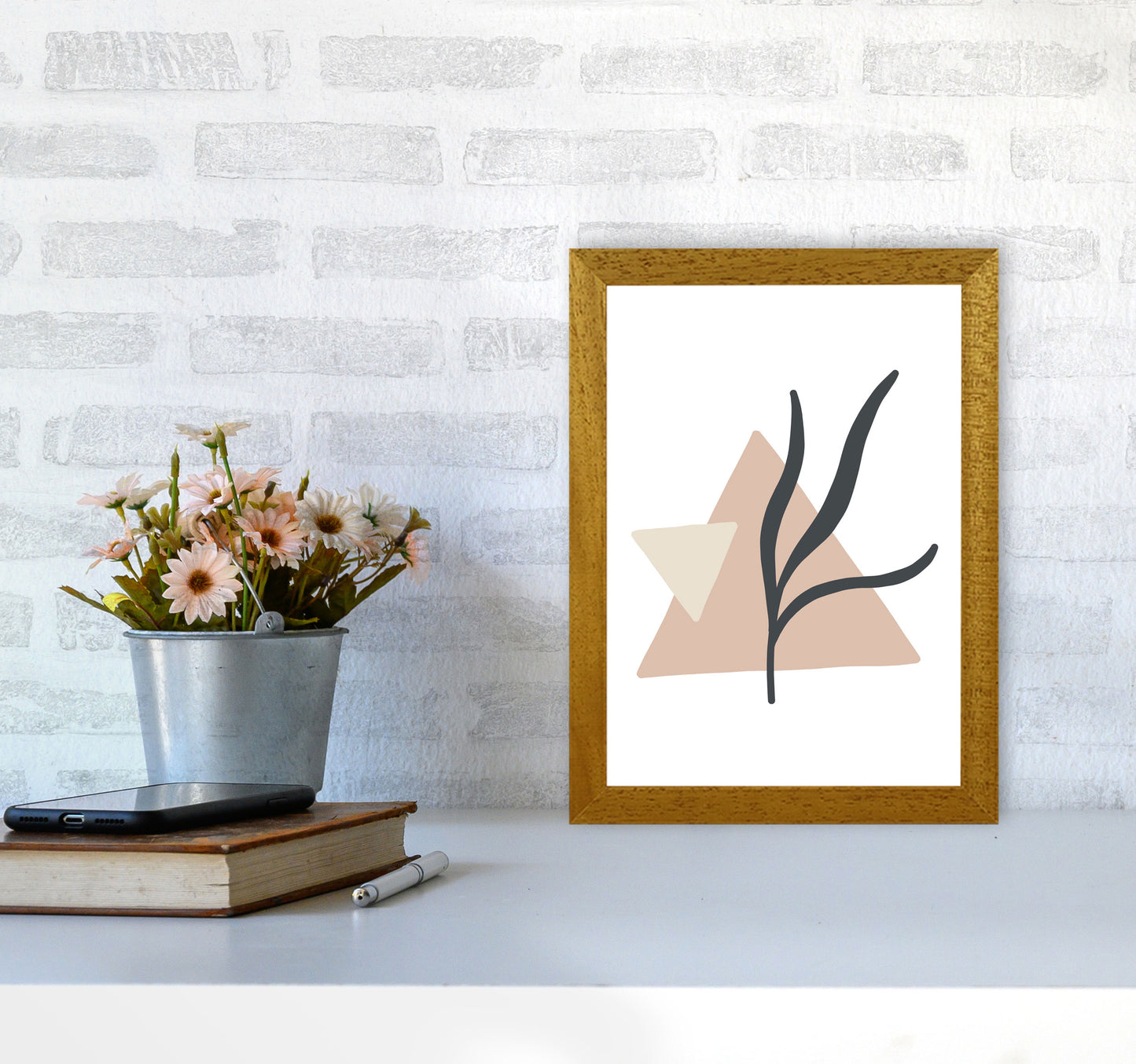 Inspired Pink Triangle Abstract Art Print by Pixy Paper A4 Print Only