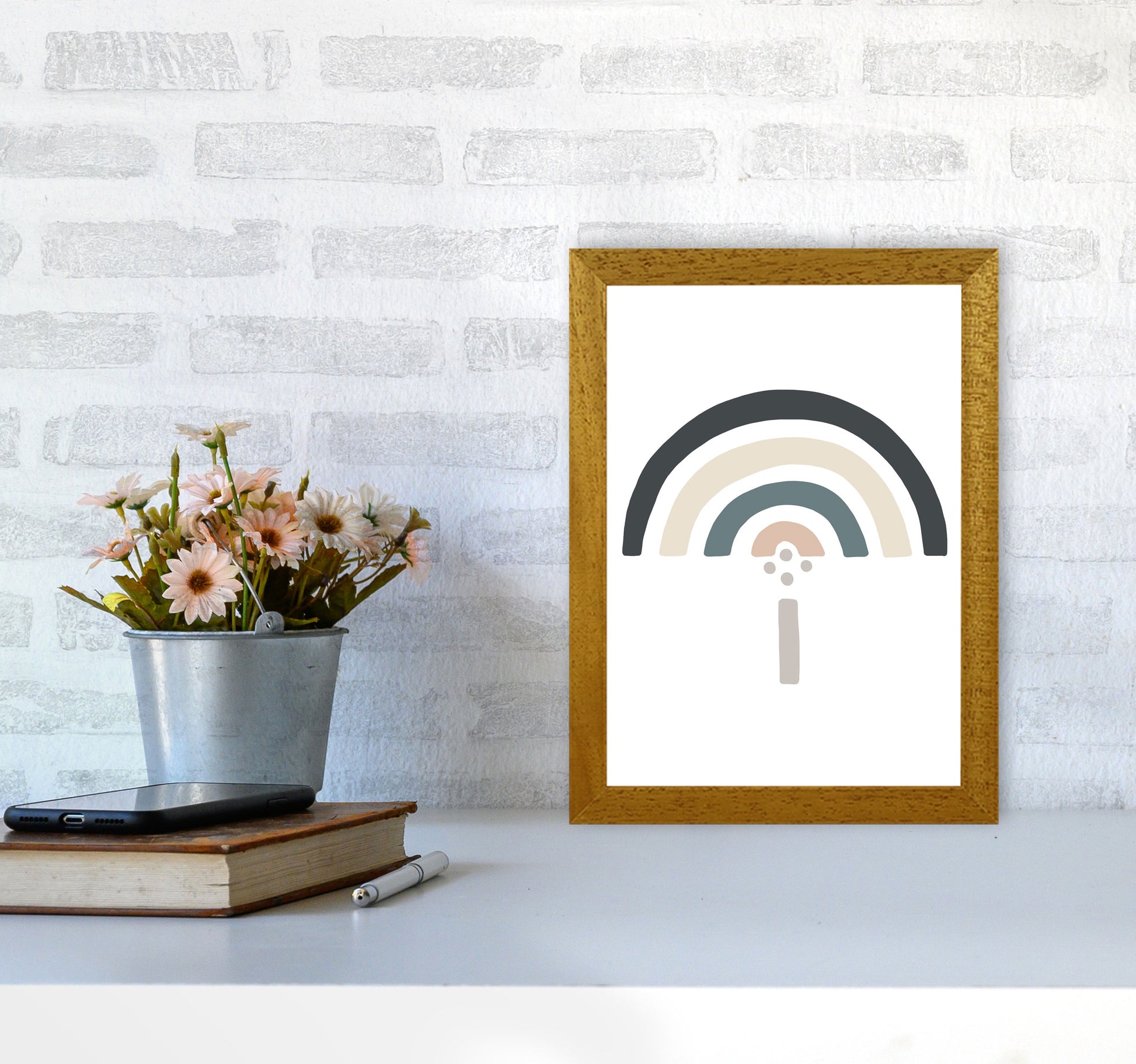 Inspired Natural Rainbow White Art Print by Pixy Paper A4 Print Only