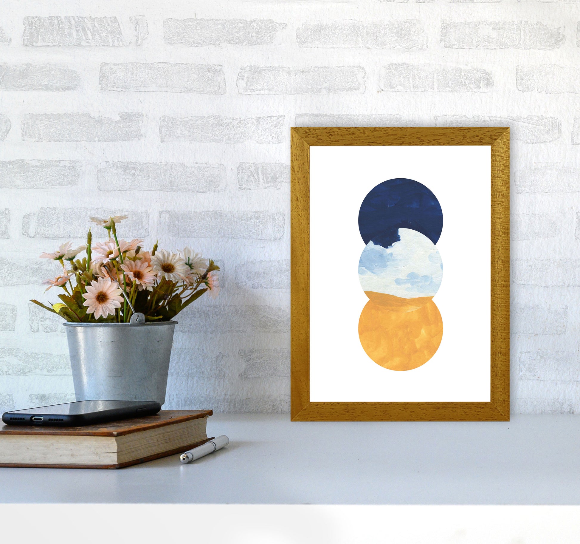 Horizon Abstract Circles  Art Print by Pixy Paper A4 Print Only