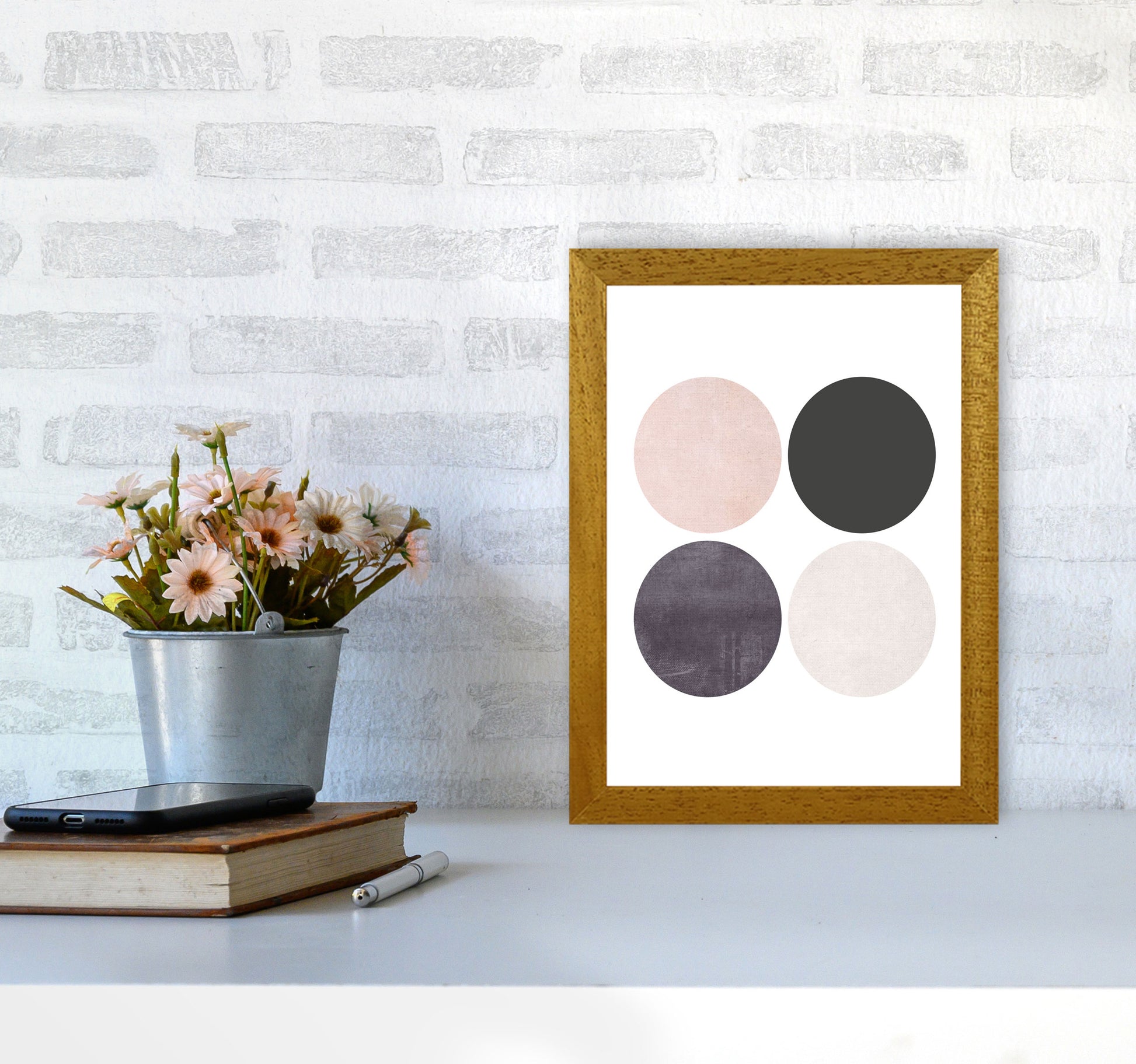 Circles pink cotton Art Print by Pixy Paper A4 Print Only
