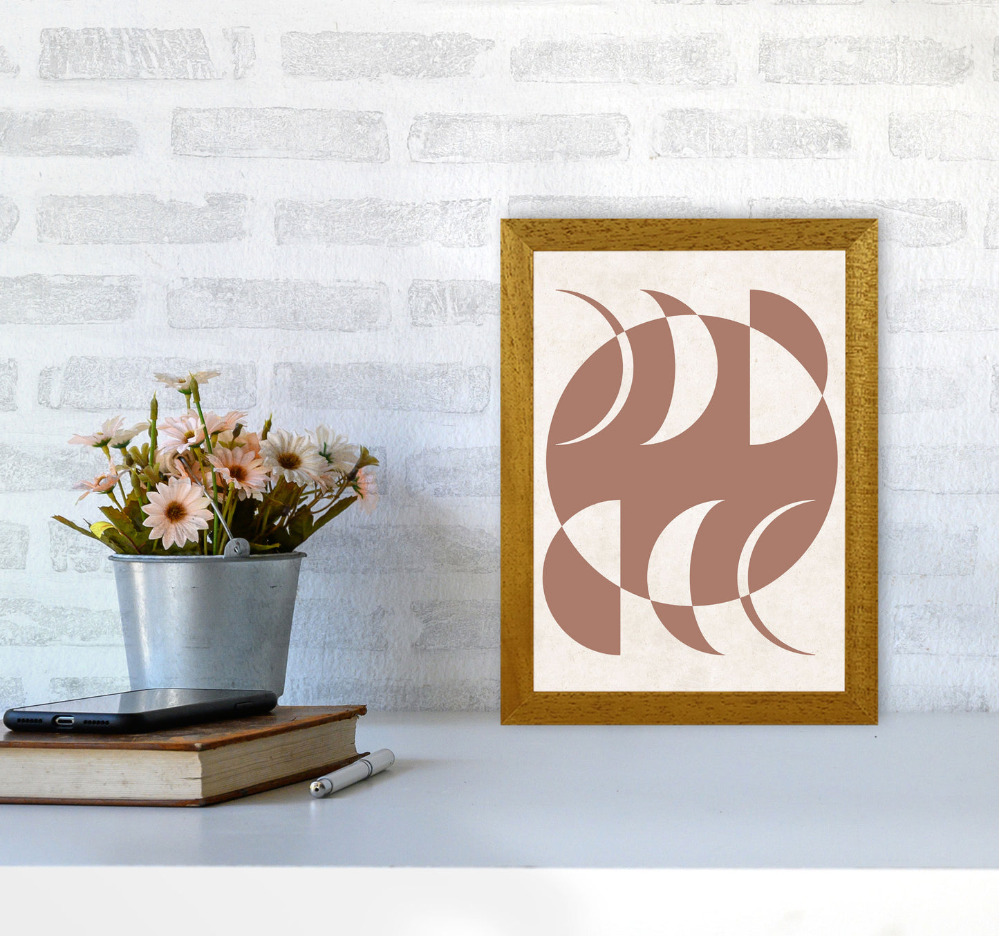 Autumn Moon Phases abstract Art Print by Pixy Paper A4 Print Only