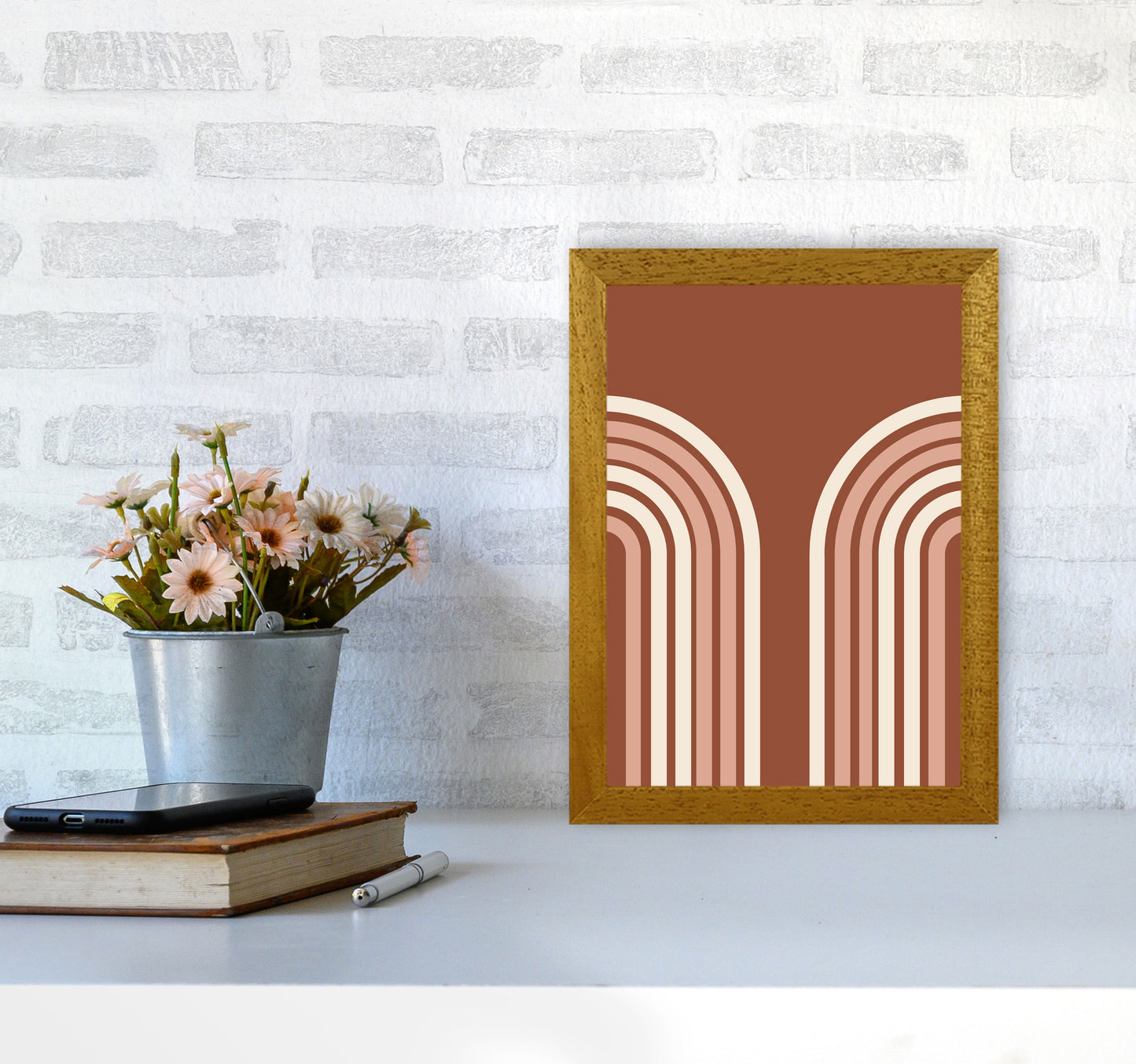 Autumn Double Rainbow abstract Art Print by Pixy Paper A4 Print Only
