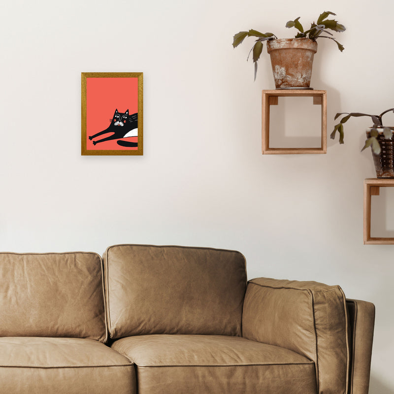 Cat Stretching Art Print by Pixy Paper A4 Print Only