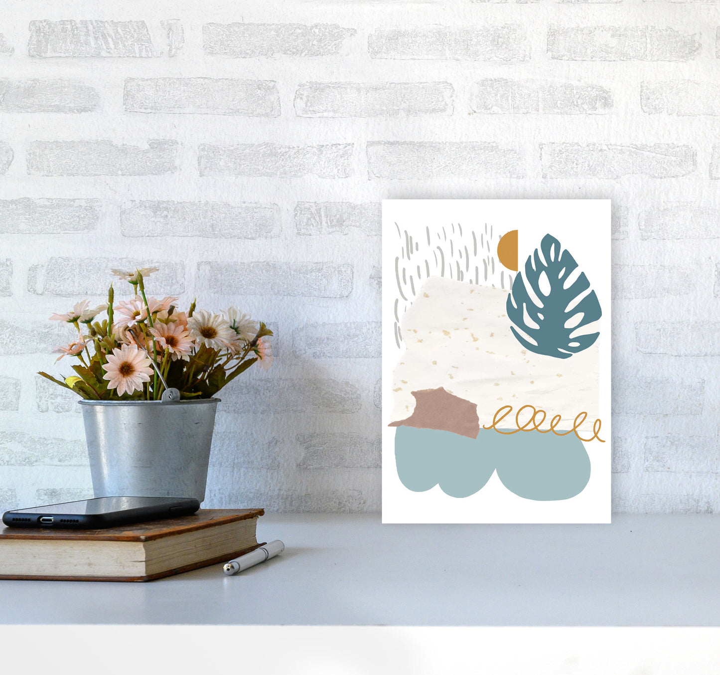 Reef Shapes Abstract 1 Modern Print A4 Black Frame