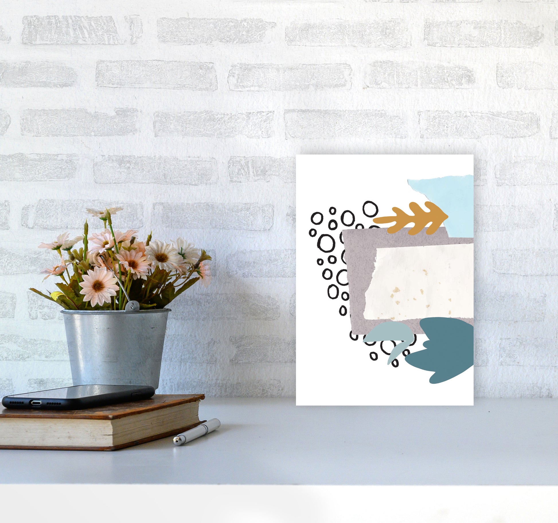 Reef Shapes Abstract 2 Modern Print A4 Black Frame