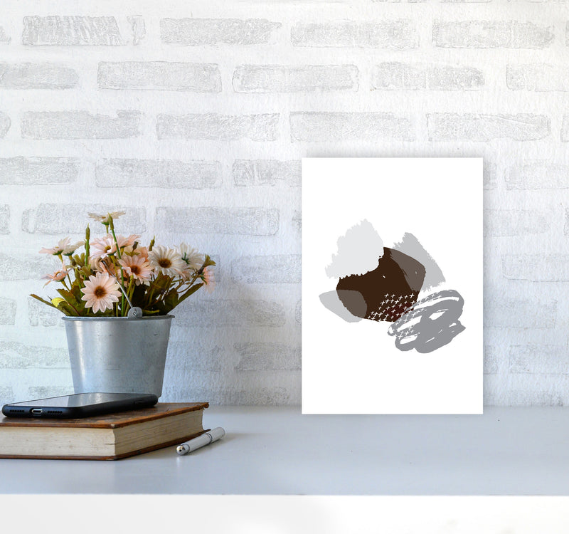 Grey And Black Mismatch Abstract Modern Print A4 Black Frame