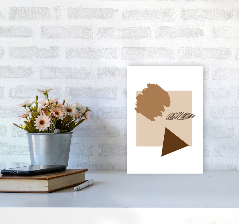 Taupe Square Mismatch Abstract Modern Print A4 Black Frame