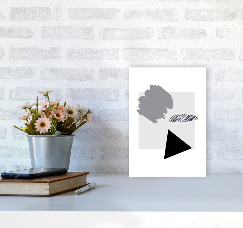 Grey Square Mismatch Abstract Modern Print A4 Black Frame
