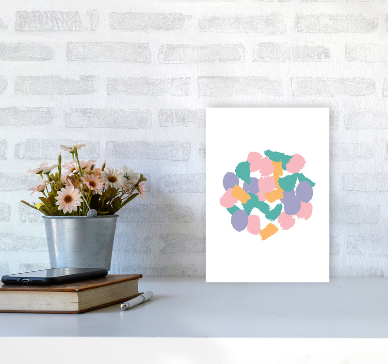 Pink Abstract Paint Splodge Modern Print A4 Black Frame