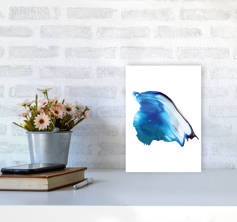 Blue Abstract Paint Stroke Modern Print A4 Black Frame