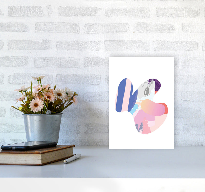 Pink Abstract Butterfly Shape Modern Print A4 Black Frame