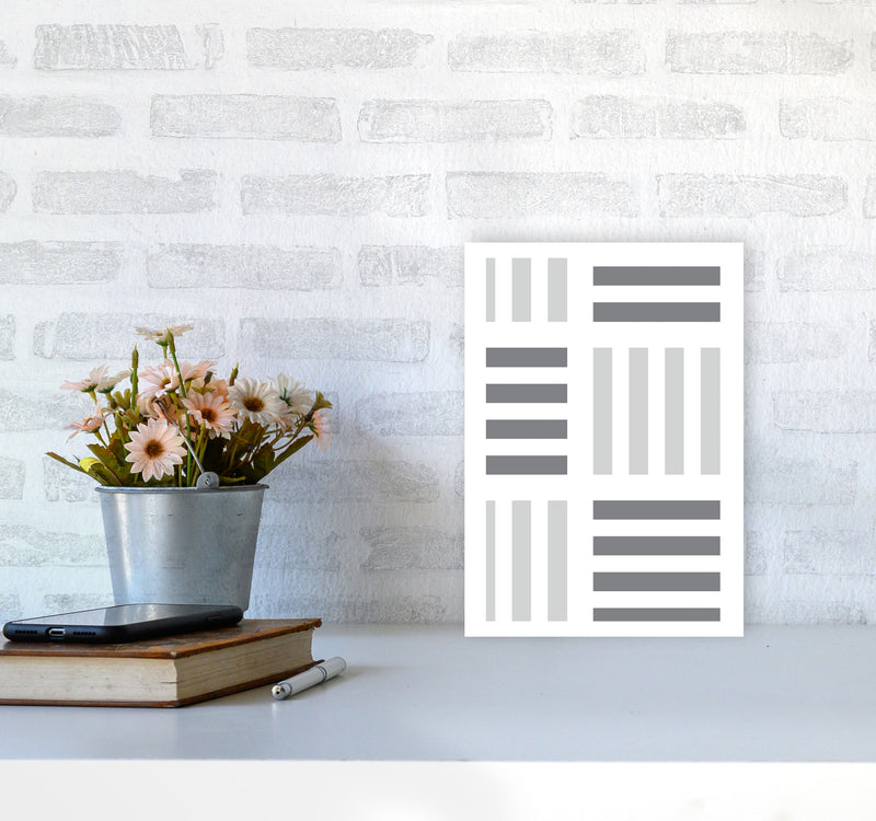 Grey Abstract Patterns 2 Modern Print A4 Black Frame