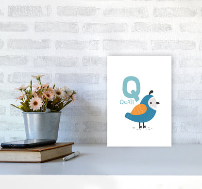 Alphabet Animals, Q Is For Quail Framed Nursey Wall Art Print A4 Black Frame