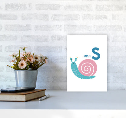 Alphabet Animals, S Is For Snail Framed Nursey Wall Art Print A4 Black Frame