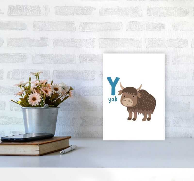 Alphabet Animals, Y Is For Yak Framed Nursey Wall Art Print A4 Black Frame