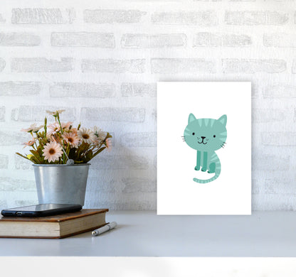 Children&#39;s Animals, Cat Modern Print A4 Black Frame