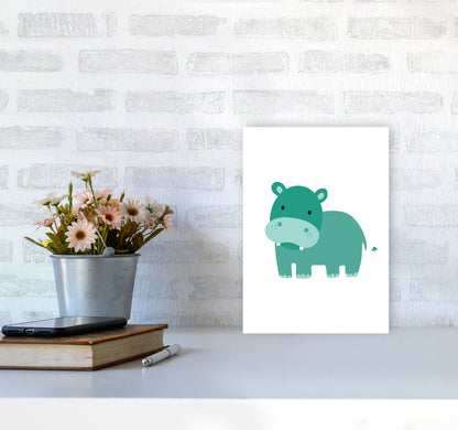Children&#39;s Animals, Hippo Modern Print A4 Black Frame
