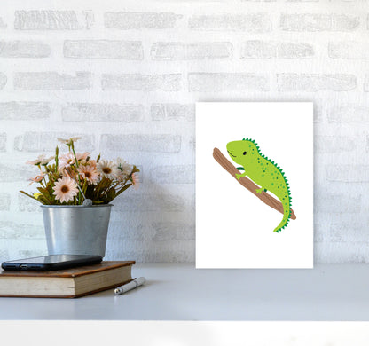 Children&#39;s Animals, Iguana Modern Print A4 Black Frame